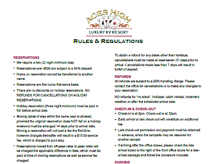 Aces High Rules and Regulations
